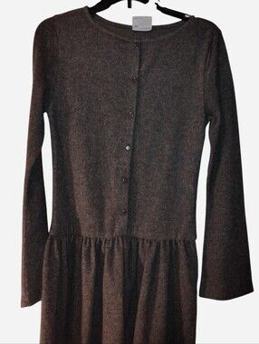 ASOS DESIGN Gray Knit Button-Front Peplum Mini Dress - Size M (US 8-10)